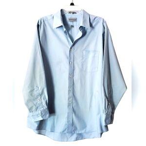David Taylor Blue Button Down Dress Shirt Size 17‎ 32/33 Mens